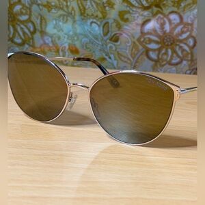 Tom Ford Zeila cat-eye sunglasses, gold-tone metal frame and mirrored lenses